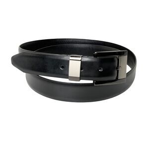 Men's Dress Belt Size 42 Black Smooth Genuine Leather Classic Square Buckle